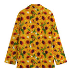 Watercolor Sunflower Pattern Print Women's Cotton Blazer