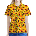 Watercolor Sunflower Pattern Print Women's Polo Shirt