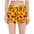 Watercolor Sunflower Pattern Print Women's Split Running Shorts