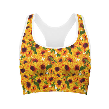 Watercolor Sunflower Pattern Print Women's Sports Bra