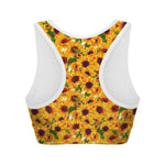 Watercolor Sunflower Pattern Print Women's Sports Bra