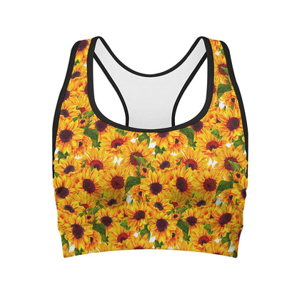 Watercolor Sunflower Pattern Print Women's Sports Bra