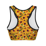 Watercolor Sunflower Pattern Print Women's Sports Bra