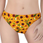 Watercolor Sunflower Pattern Print Women's Thong