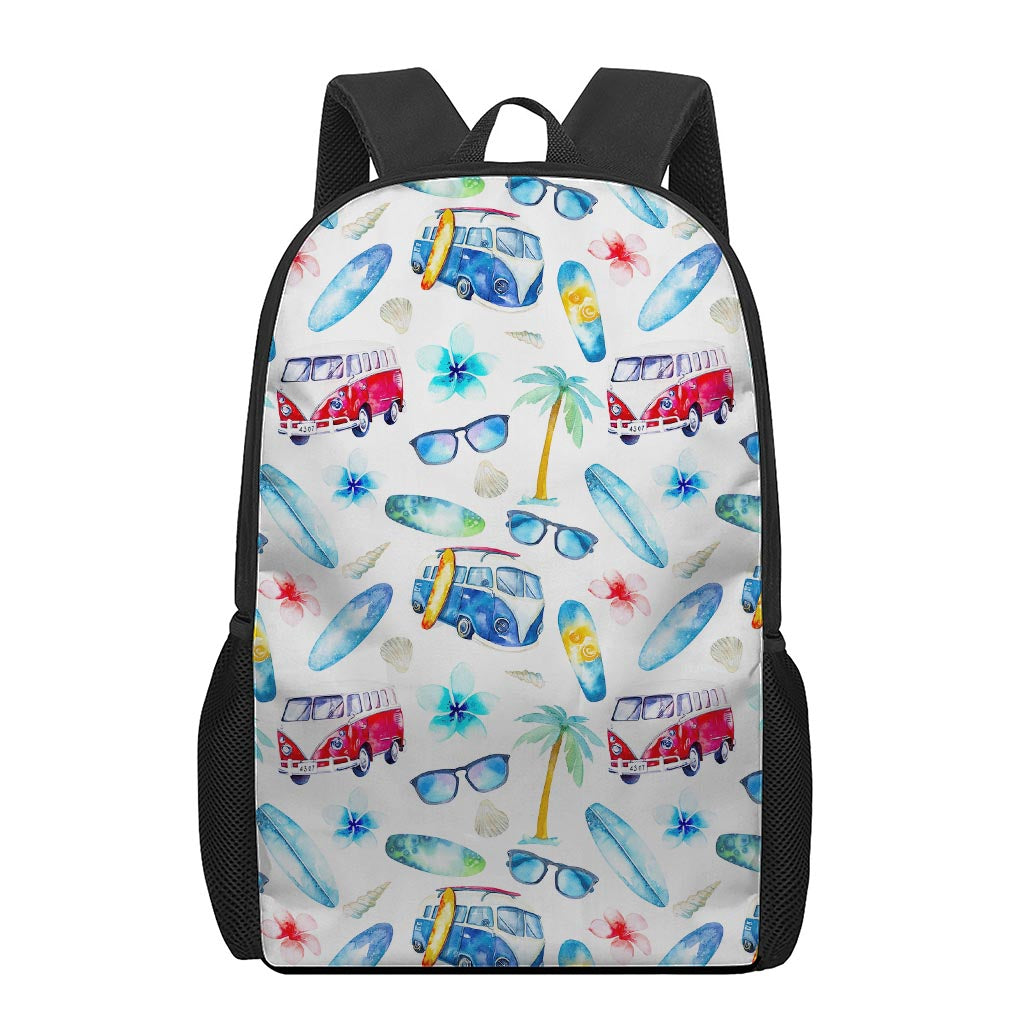 Watercolor Surfing Pattern Print 17 Inch Backpack