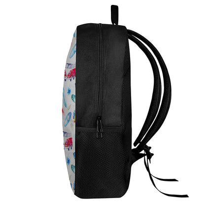 Watercolor Surfing Pattern Print 17 Inch Backpack