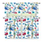 Watercolor Surfing Pattern Print 3 Piece Kitchen Curtains