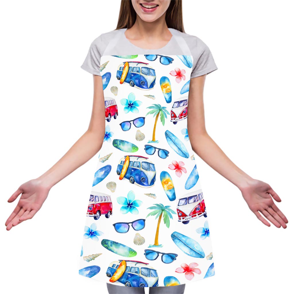 Watercolor Surfing Pattern Print Adjustable Apron