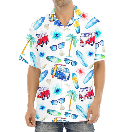 Watercolor Surfing Pattern Print Aloha Shirt