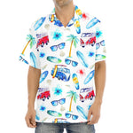 Watercolor Surfing Pattern Print Aloha Shirt