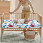 Watercolor Surfing Pattern Print Baby Crib Sheet