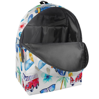 Watercolor Surfing Pattern Print Backpack