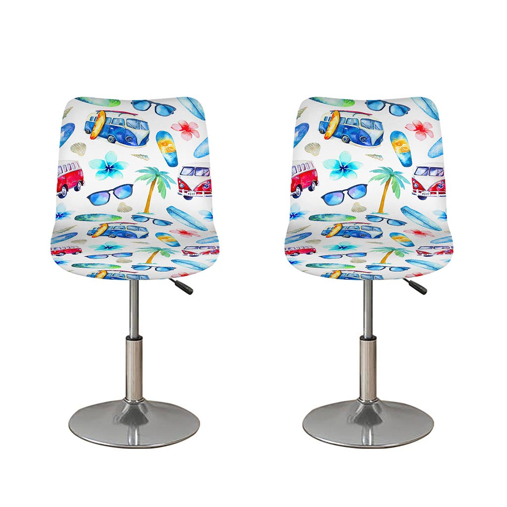 Watercolor Surfing Pattern Print Bar Stool Covers