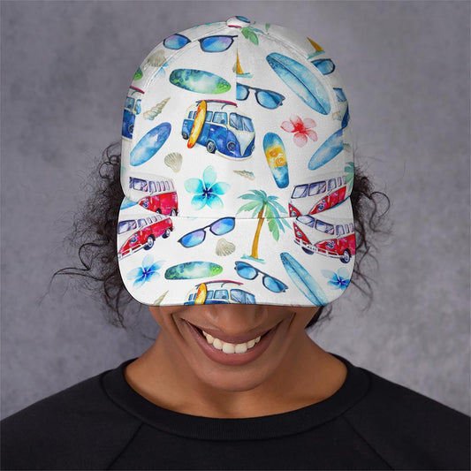 Watercolor Surfing Pattern Print Baseball Cap
