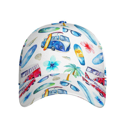 Watercolor Surfing Pattern Print Baseball Cap