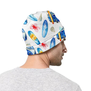 Watercolor Surfing Pattern Print Beanie