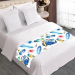 Watercolor Surfing Pattern Print Bed Runner