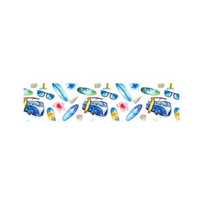 Watercolor Surfing Pattern Print Bed Runner