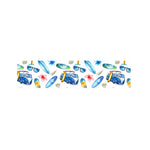 Watercolor Surfing Pattern Print Bed Runner