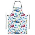 Watercolor Surfing Pattern Print Bib Apron With Pocket