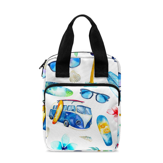 Watercolor Surfing Pattern Print Bible Tote Bag
