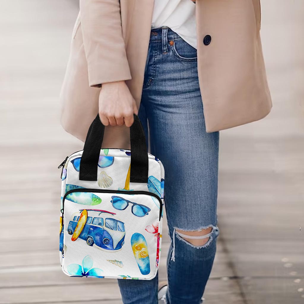 Watercolor Surfing Pattern Print Bible Tote Bag