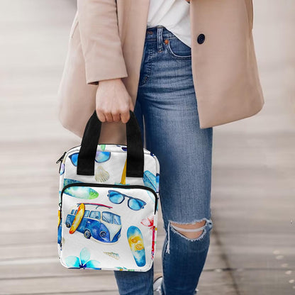 Watercolor Surfing Pattern Print Bible Tote Bag