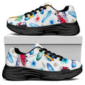 Watercolor Surfing Pattern Print Black Chunky Shoes