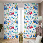 Watercolor Surfing Pattern Print Blackout Pencil Pleat Curtains