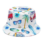 Watercolor Surfing Pattern Print Bucket Hat