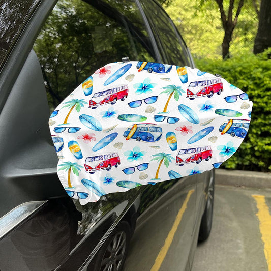 Watercolor Surfing Pattern Print Car Side Mirror Covers