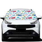 Watercolor Surfing Pattern Print Car Windshield Snow Cover