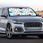 Watercolor Surfing Pattern Print Car Windshield Sun Shade