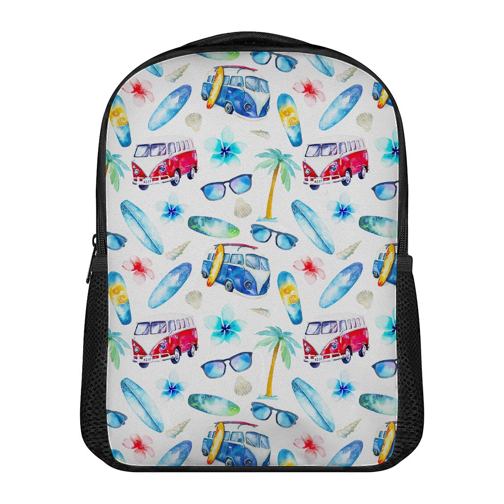 Watercolor Surfing Pattern Print Casual Backpack