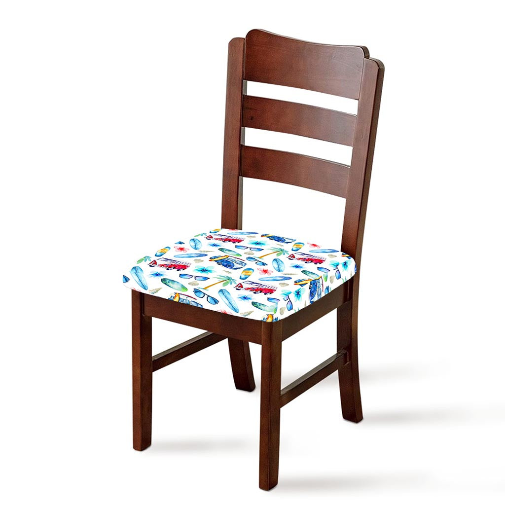 Watercolor Surfing Pattern Print Chair Cushion Cover