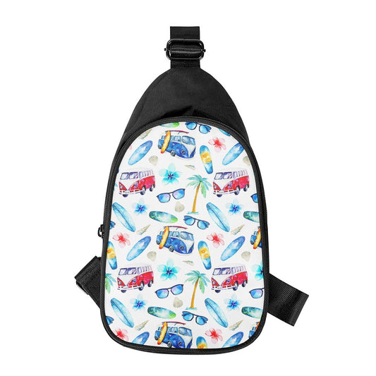 Watercolor Surfing Pattern Print Chest Bag