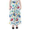 Watercolor Surfing Pattern Print Chiffon Maxi Skirt