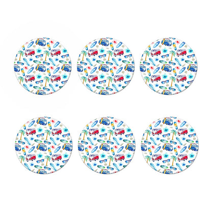 Watercolor Surfing Pattern Print Coaster Set