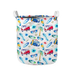 Watercolor Surfing Pattern Print Collapsible Laundry Basket