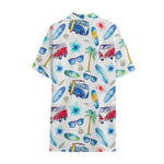 Watercolor Surfing Pattern Print Cotton Hawaiian Shirt