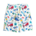 Watercolor Surfing Pattern Print Cotton Shorts