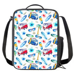Watercolor Surfing Pattern Print Crossbody Lunch Bag