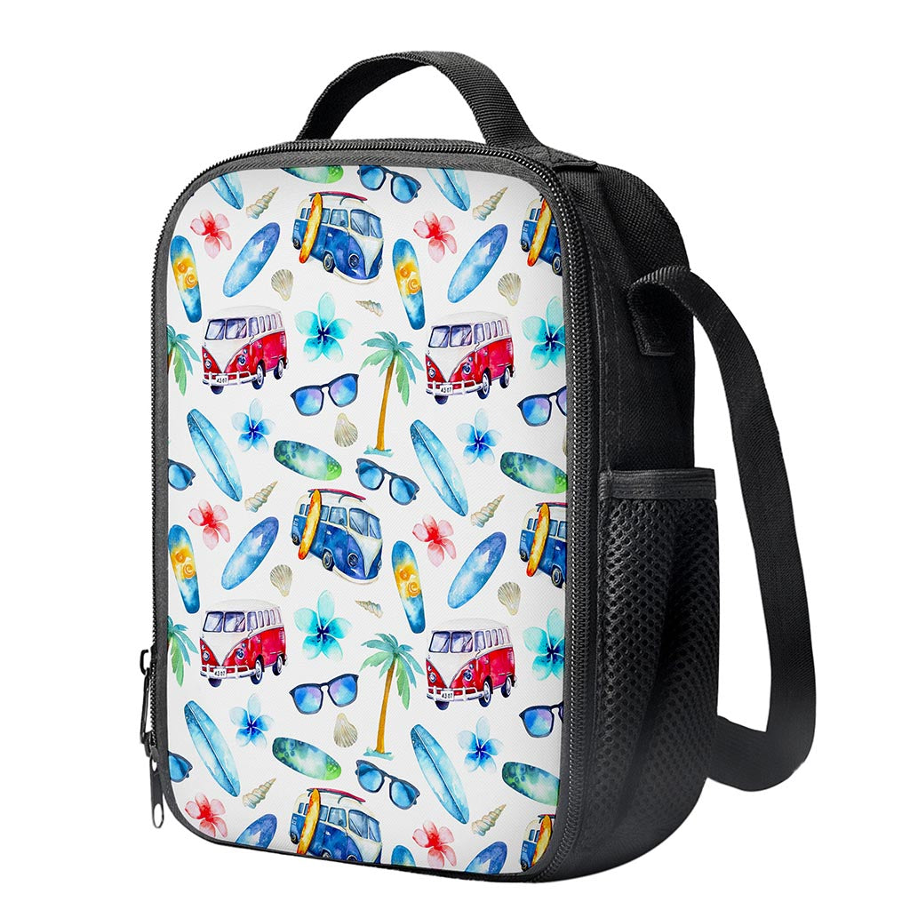Watercolor Surfing Pattern Print Crossbody Lunch Bag