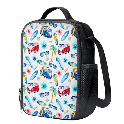 Watercolor Surfing Pattern Print Crossbody Lunch Bag