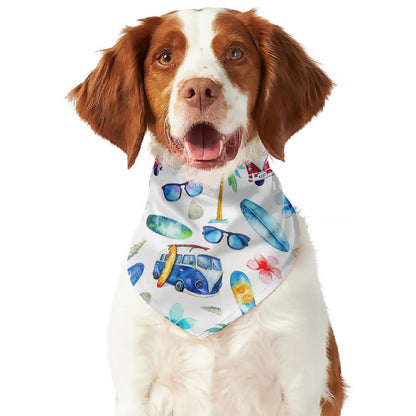 Watercolor Surfing Pattern Print Dog Bandana
