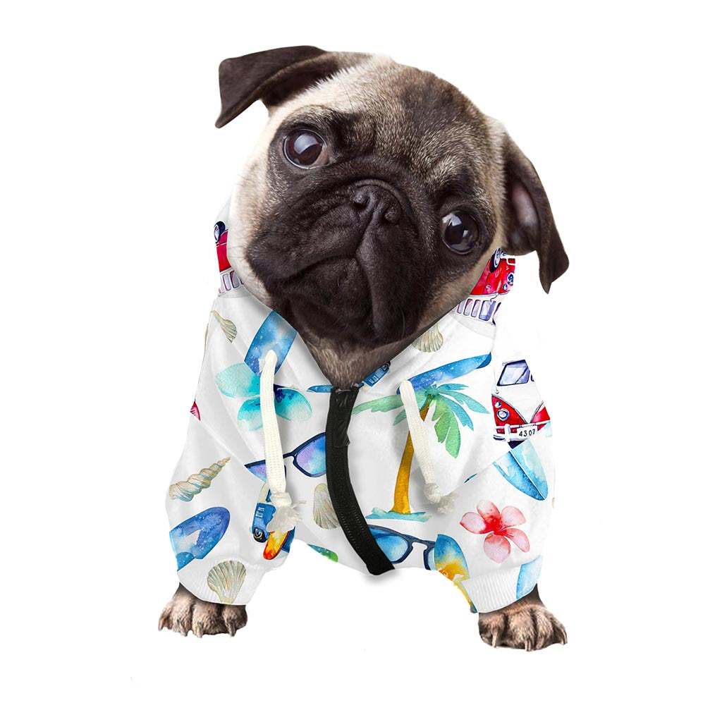 Watercolor Surfing Pattern Print Dog Zip Up Hoodie