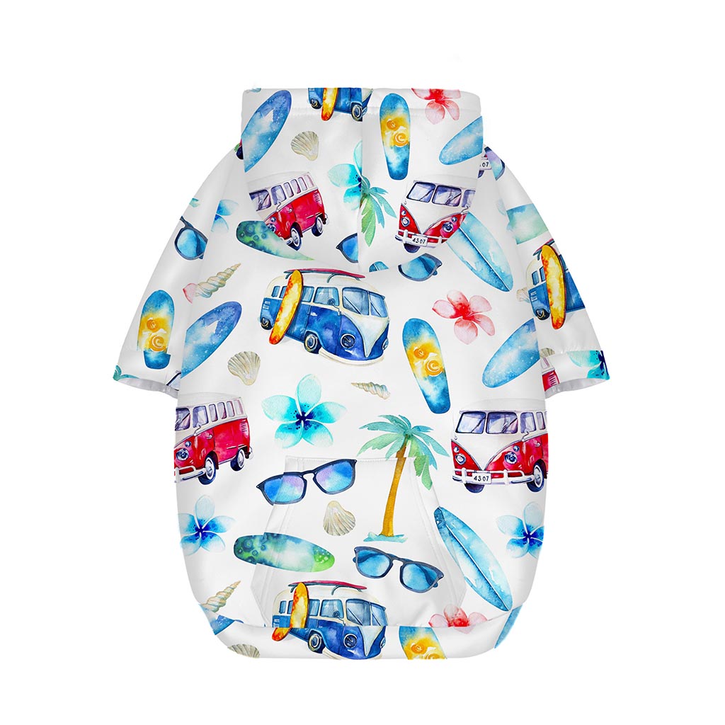 Watercolor Surfing Pattern Print Dog Zip Up Hoodie
