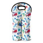 Watercolor Surfing Pattern Print Double Neoprene Wine Tote