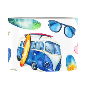 Watercolor Surfing Pattern Print Drum Lamp Shade