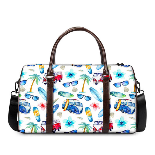 Watercolor Surfing Pattern Print Duffle Bag